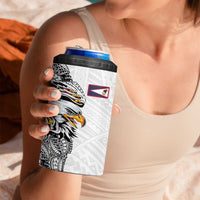 American Samoa Flag Day 4 in 1 Can Cooler Tumbler Tribal Tattoo with Eagle White