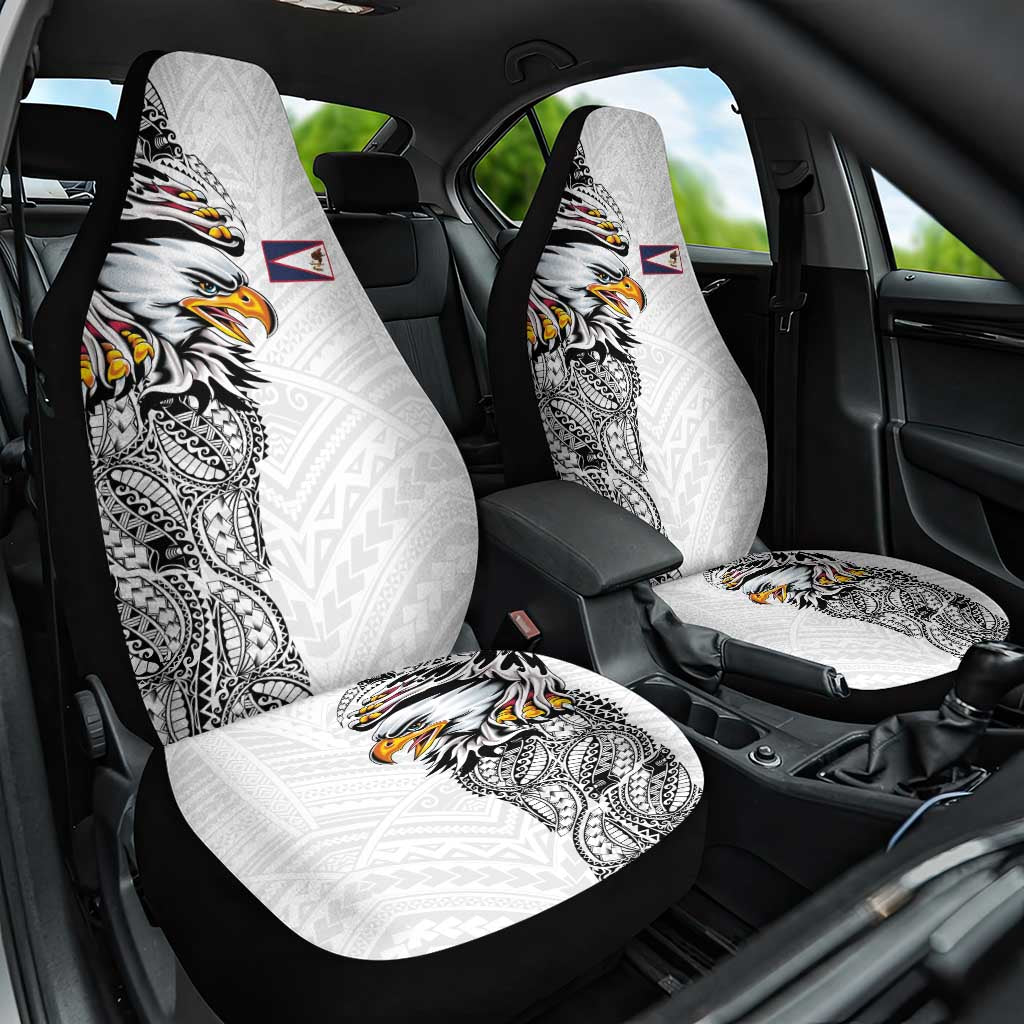 American Samoa Flag Day Car Seat Cover Tribal Tattoo with Eagle White LT03 One Size White - Polynesian Pride