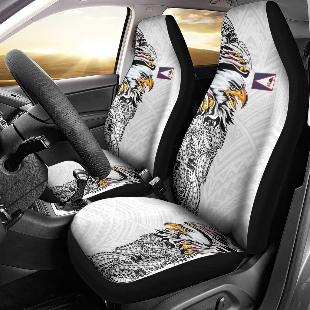 American Samoa Flag Day Car Seat Cover Tribal Tattoo with Eagle White LT03 - Polynesian Pride