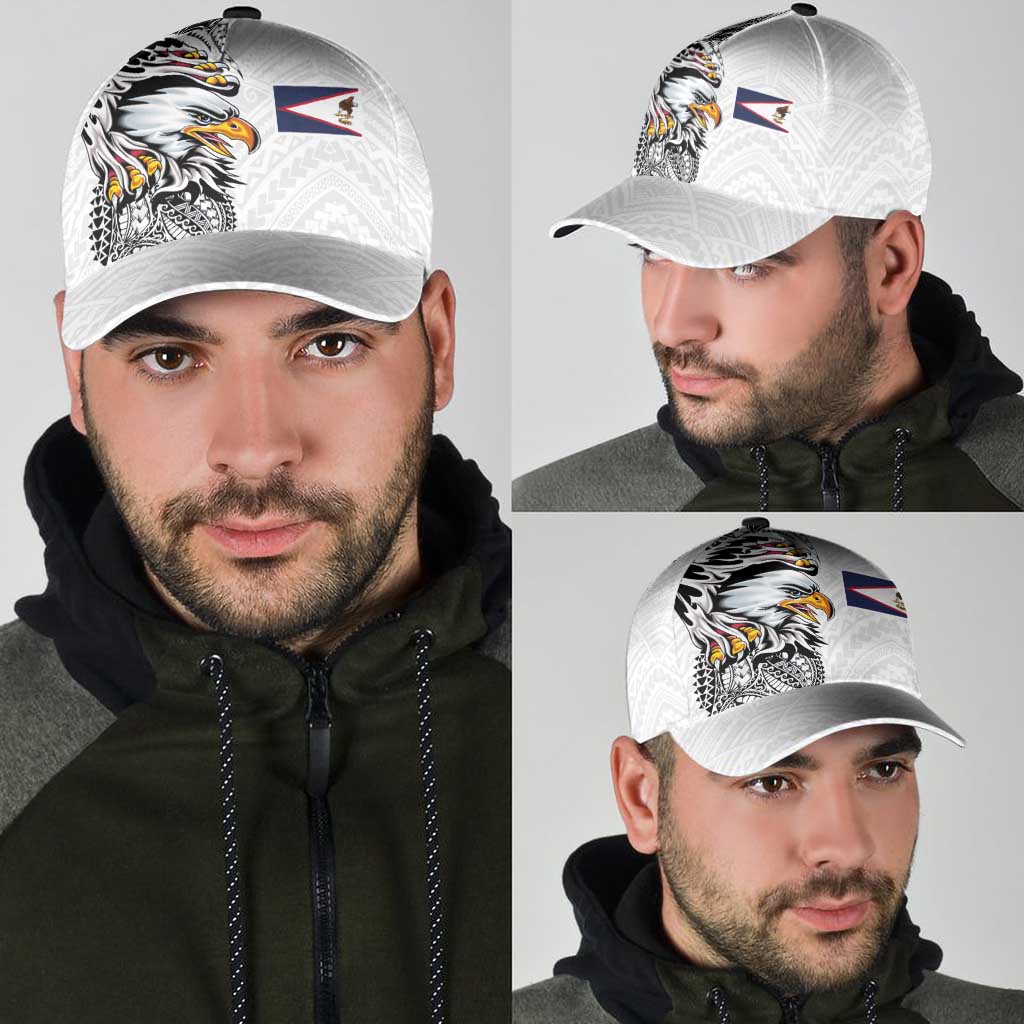 American Samoa Flag Day Classic Cap Tribal Tattoo with Eagle White