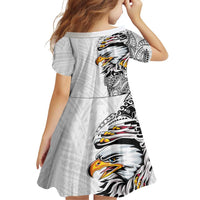 American Samoa Flag Day Family Matching Off Shoulder Maxi Dress and Hawaiian Shirt Tribal Tattoo with Eagle White LT03 - Polynesian Pride