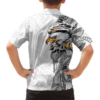 American Samoa Flag Day Family Matching Puletasi and Hawaiian Shirt Tribal Tattoo with Eagle White LT03 - Polynesian Pride