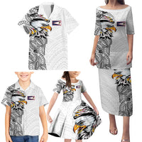 American Samoa Flag Day Family Matching Puletasi and Hawaiian Shirt Tribal Tattoo with Eagle White LT03 - Polynesian Pride