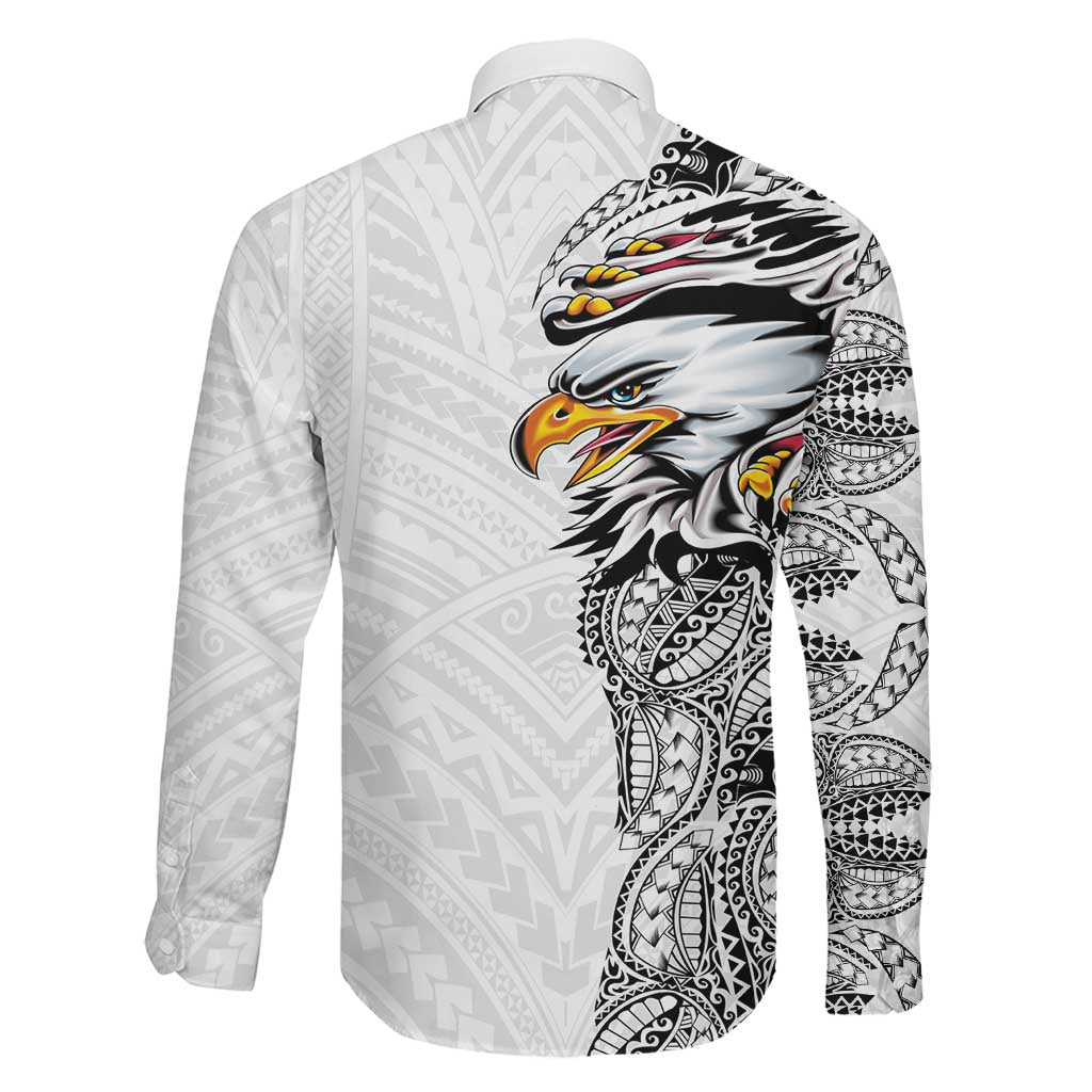 American Samoa Flag Day Family Matching Summer Maxi Dress and Hawaiian Shirt Tribal Tattoo with Eagle White LT03 - Polynesian Pride