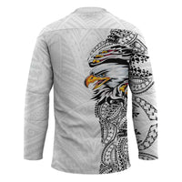 American Samoa Flag Day Hockey Jersey Tribal Tattoo with Eagle White LT03 - Polynesian Pride