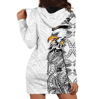 American Samoa Flag Day Hoodie Dress Tribal Tattoo with Eagle White