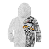 American Samoa Flag Day Kid Hoodie Tribal Tattoo with Eagle White