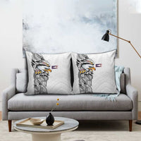 American Samoa Flag Day Pillow Cover Tribal Tattoo with Eagle White