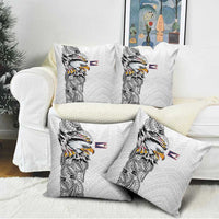 American Samoa Flag Day Pillow Cover Tribal Tattoo with Eagle White