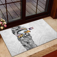 American Samoa Flag Day Rubber Doormat Tribal Tattoo with Eagle White