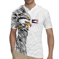 American Samoa Flag Day Rugby Jersey Tribal Tattoo with Eagle White