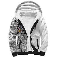 American Samoa Flag Day Sherpa Hoodie Tribal Tattoo with Eagle White LT03 Unisex White - Polynesian Pride