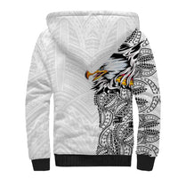 American Samoa Flag Day Sherpa Hoodie Tribal Tattoo with Eagle White LT03 - Polynesian Pride