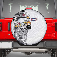 American Samoa Flag Day Spare Tire Cover Tribal Tattoo with Eagle White LT03 - Polynesian Pride