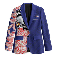 American Samoa Flag Day Blazer Tribal Tattoo with Eagle Blue-Red