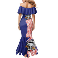 American Samoa Flag Day Family Matching Mermaid Dress and Hawaiian Shirt Tribal Tattoo with Eagle Blue-Red LT03 - Polynesian Pride