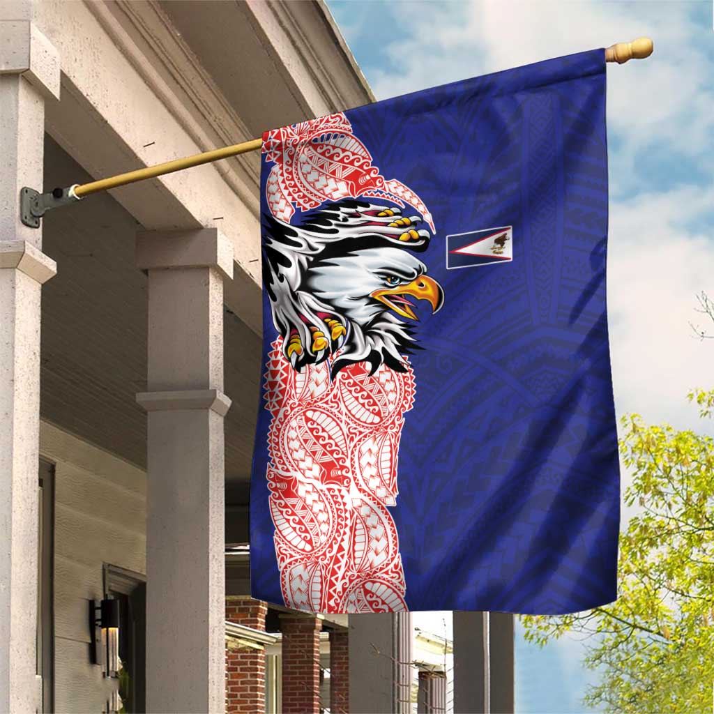 American Samoa Flag Day Garden Flag Tribal Tattoo with Eagle Blue-Red LT03 House Flag Blue - Polynesian Pride