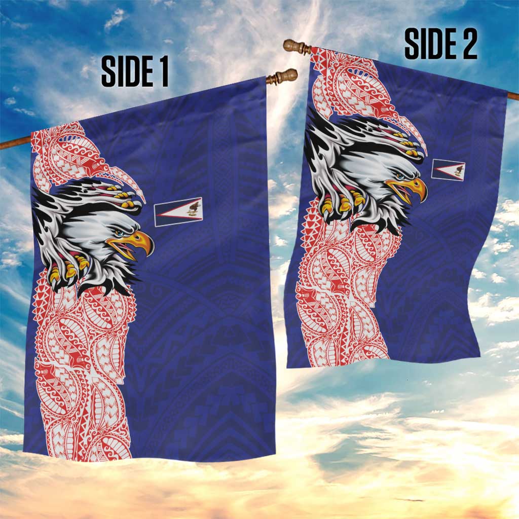 American Samoa Flag Day Garden Flag Tribal Tattoo with Eagle Blue-Red LT03 - Polynesian Pride