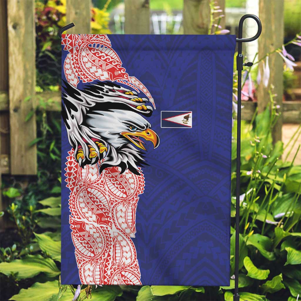 American Samoa Flag Day Garden Flag Tribal Tattoo with Eagle Blue-Red LT03 Garden Flag Blue - Polynesian Pride