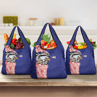 American Samoa Flag Day Grocery Bag Tribal Tattoo with Eagle Blue-Red LT03 3-pack One Size Blue - Polynesian Pride