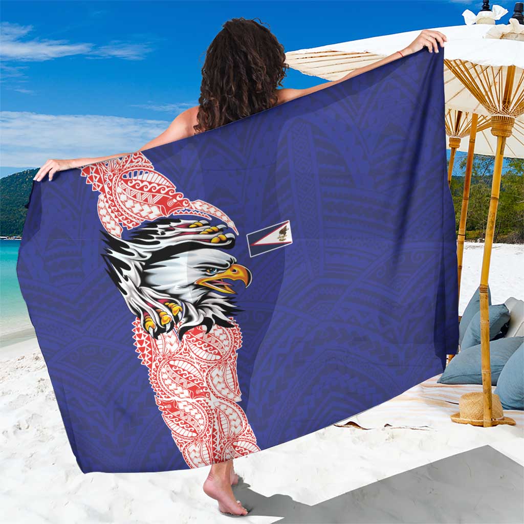 American Samoa Flag Day Sarong Tribal Tattoo with Eagle Blue-Red