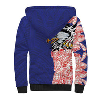 American Samoa Flag Day Sherpa Hoodie Tribal Tattoo with Eagle Blue-Red LT03 - Polynesian Pride