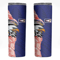 American Samoa Flag Day Skinny Tumbler Tribal Tattoo with Eagle Blue-Red LT03 Blue - Polynesian Pride