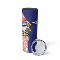 American Samoa Flag Day Skinny Tumbler Tribal Tattoo with Eagle Blue-Red LT03 - Polynesian Pride