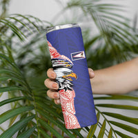 American Samoa Flag Day Skinny Tumbler Tribal Tattoo with Eagle Blue-Red LT03 - Polynesian Pride