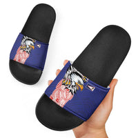 American Samoa Flag Day Slide Sandals Tribal Tattoo with Eagle Blue-Red