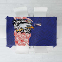American Samoa Flag Day Tablecloth Tribal Tattoo with Eagle Blue-Red
