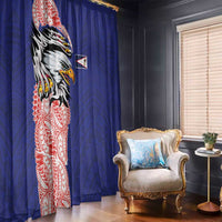 American Samoa Flag Day Window Curtain Tribal Tattoo with Eagle Blue-Red