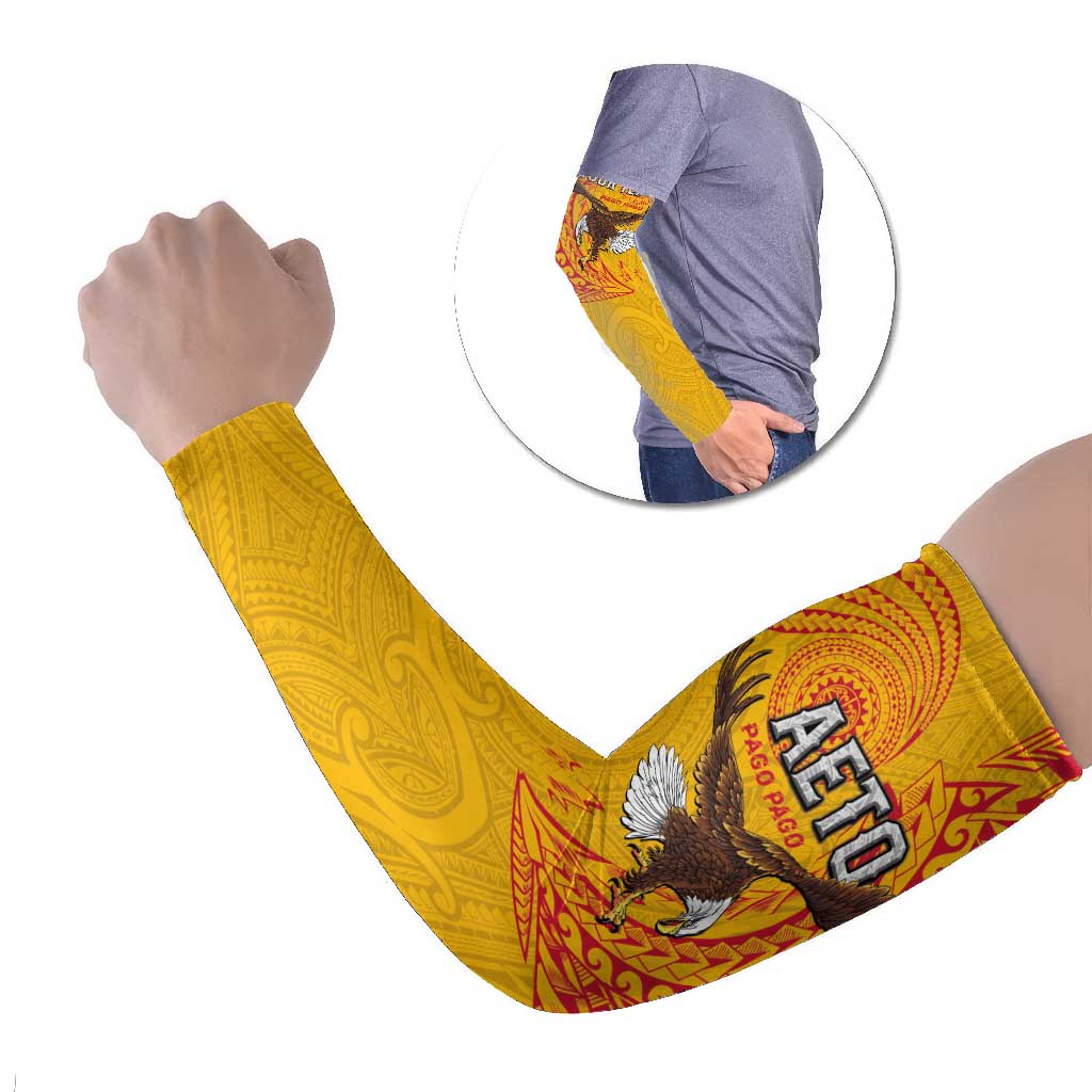Personalised American Samoa Flag Day Arm Sleeves Fautasi Race Pago Pago-Aeto Eagle Wings Tribal Style
