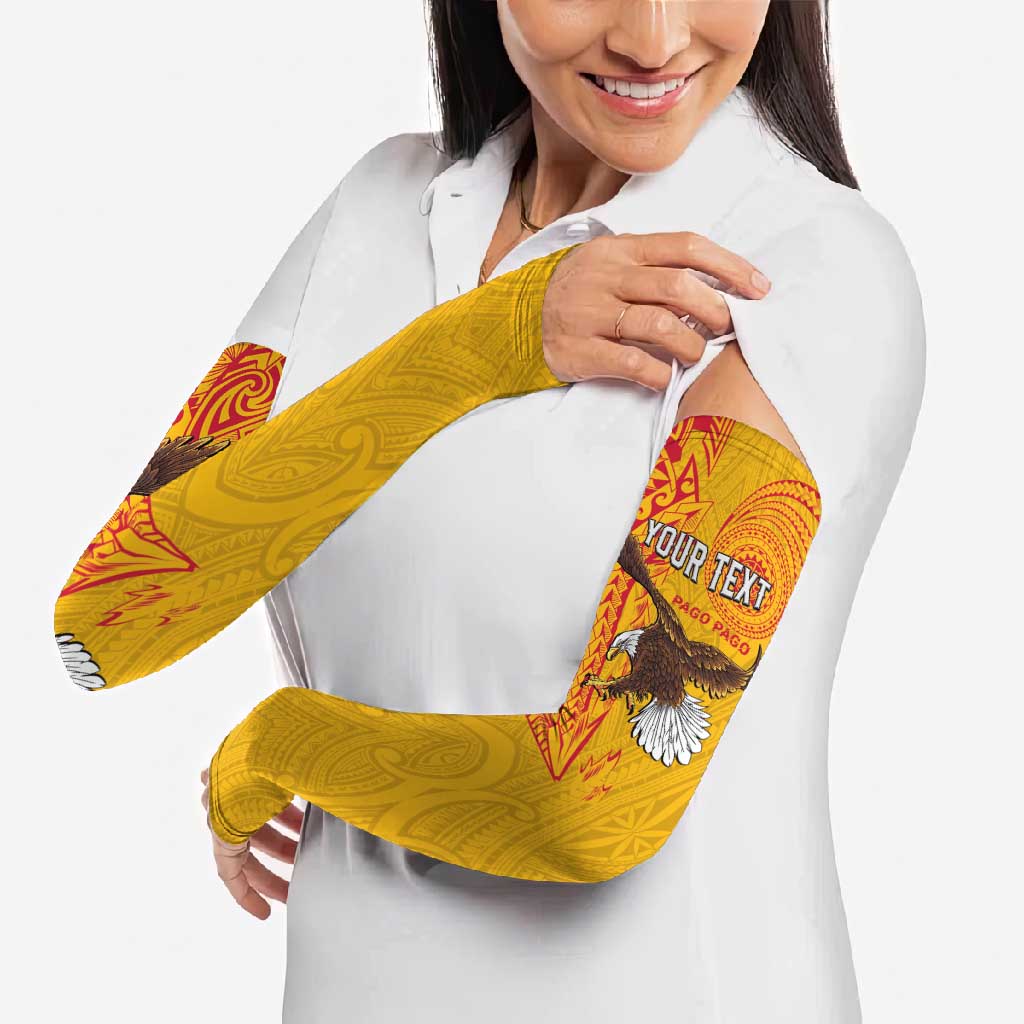 Personalised American Samoa Flag Day Arm Sleeves Fautasi Race Pago Pago-Aeto Eagle Wings Tribal Style LT03 - Polynesian Pride
