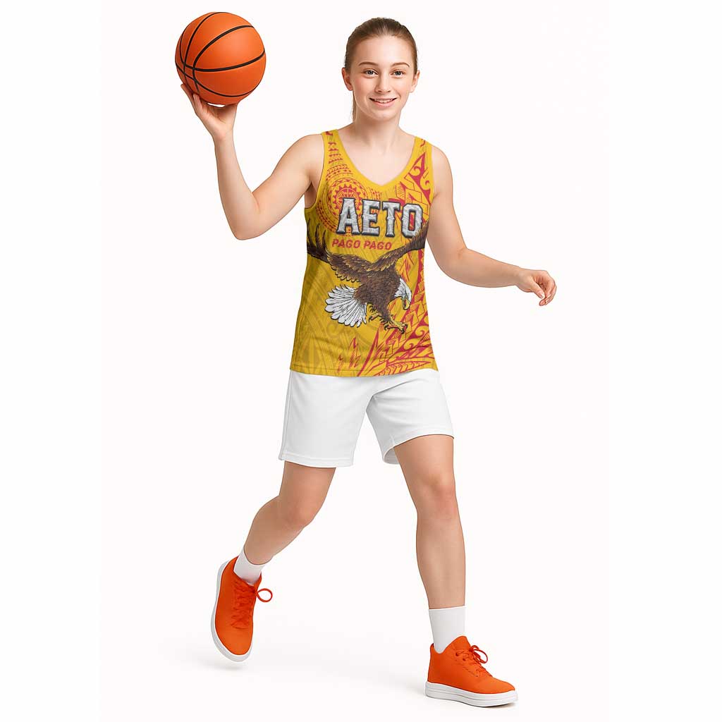 Personalised American Samoa Flag Day Basketball Jersey Fautasi Race Pago Pago-Aeto Eagle Wings Tribal Style LT03 - Polynesian Pride