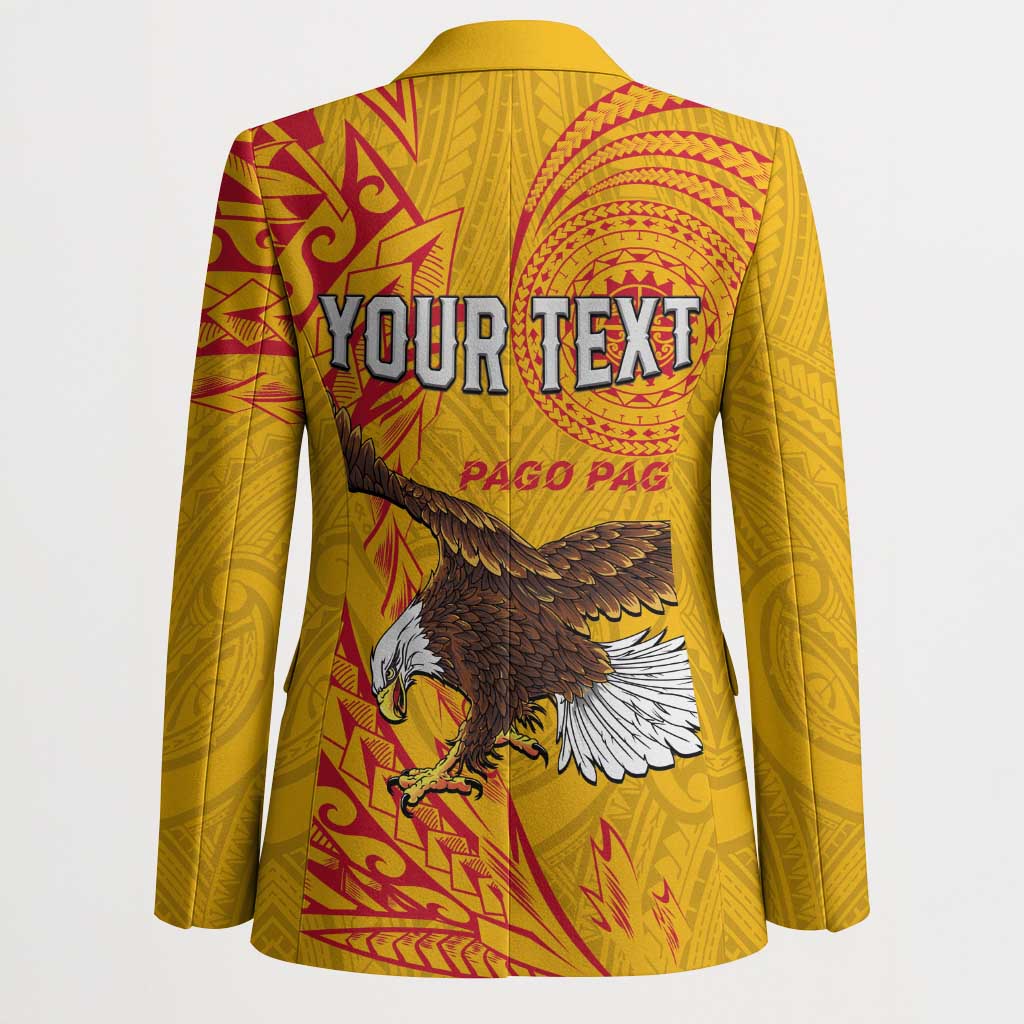 Personalised American Samoa Flag Day Blazer Fautasi Race Pago Pago-Aeto Eagle Wings Tribal Style