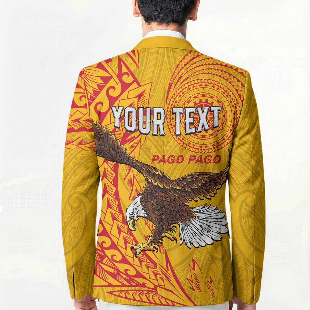 Personalised American Samoa Flag Day Blazer Fautasi Race Pago Pago-Aeto Eagle Wings Tribal Style