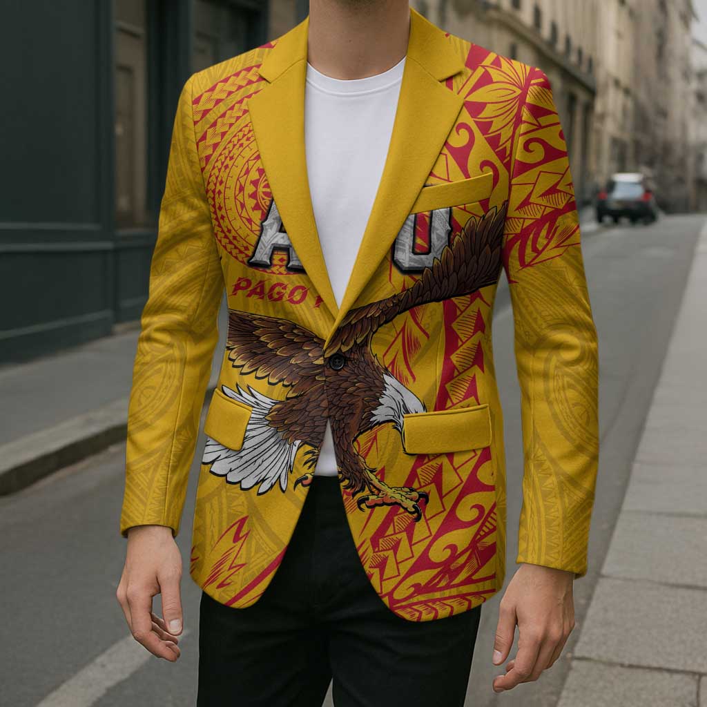 Personalised American Samoa Flag Day Blazer Fautasi Race Pago Pago-Aeto Eagle Wings Tribal Style