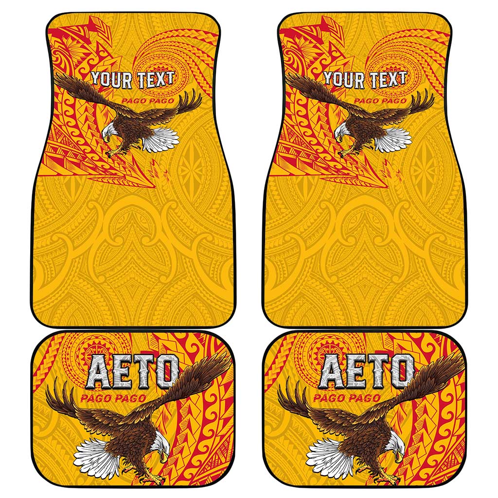 Personalised American Samoa Flag Day Car Mats Fautasi Race Pago Pago-Aeto Eagle Wings Tribal Style