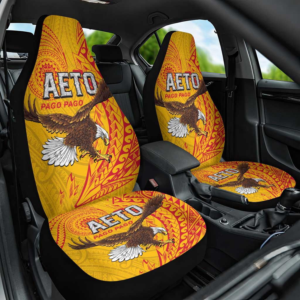 American Samoa Flag Day Car Seat Cover Fautasi Race Pago Pago-Aeto Eagle Wings Tribal Style LT03 One Size Multicolor - Polynesian Pride