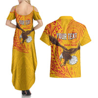 Personalised American Samoa Flag Day Couples Matching Summer Maxi Dress and Hawaiian Shirt Fautasi Race Pago Pago-Aeto Eagle Wings Tribal Style LT03 - Polynesian Pride