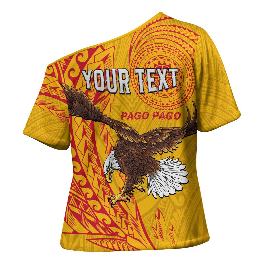 Personalised American Samoa Flag Day Cross Shoulder Shirt Fautasi Race Pago Pago-Aeto Eagle Wings Tribal Style LT03 - Polynesian Pride