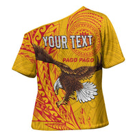 Personalised American Samoa Flag Day Cross Shoulder Shirt Fautasi Race Pago Pago-Aeto Eagle Wings Tribal Style LT03 - Polynesian Pride