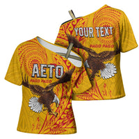 Personalised American Samoa Flag Day Cross Shoulder Shirt Fautasi Race Pago Pago-Aeto Eagle Wings Tribal Style LT03 - Polynesian Pride
