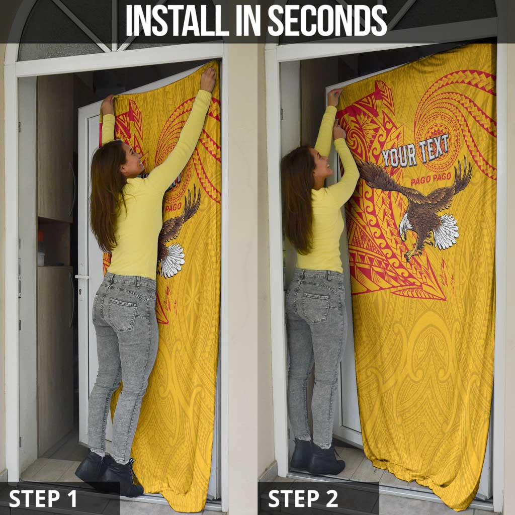Personalised American Samoa Flag Day Door Cover Fautasi Race Pago Pago-Aeto Eagle Wings Tribal Style LT03 - Polynesian Pride