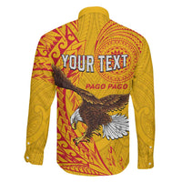 Personalised American Samoa Flag Day Family Matching Long Sleeve Bodycon Dress and Hawaiian Shirt Fautasi Race Pago Pago-Aeto Eagle Wings Tribal Style LT03 - Polynesian Pride