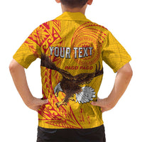 Personalised American Samoa Flag Day Family Matching Off The Shoulder Long Sleeve Dress and Hawaiian Shirt Fautasi Race Pago Pago-Aeto Eagle Wings Tribal Style LT03 - Polynesian Pride