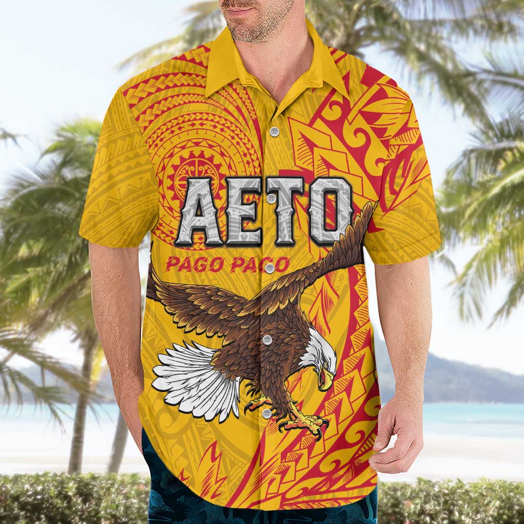 Personalised American Samoa Flag Day Hawaiian Shirt Fautasi Race Pago Pago-Aeto Eagle Wings Tribal Style LT03 - Polynesian Pride