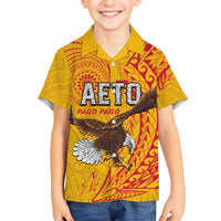 Personalised American Samoa Flag Day Kid Hawaiian Shirt Fautasi Race Pago Pago-Aeto Eagle Wings Tribal Style LT03 Kid Multicolor - Polynesian Pride