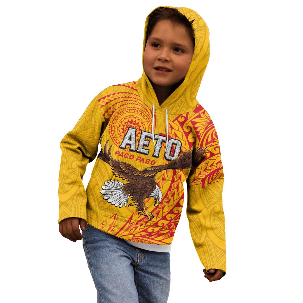 Personalised American Samoa Flag Day Kid Hoodie Fautasi Race Pago Pago-Aeto Eagle Wings Tribal Style LT03 - Polynesian Pride